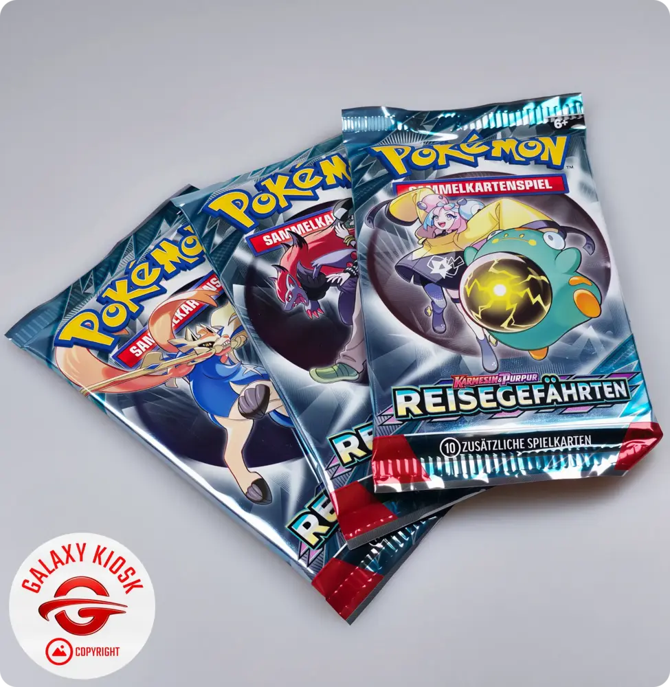 Pokémon Pokémon TCG Karmesin & Purpur: Reisegefährten Booster (1 Booster / 10 Karten) – Deutsche Version