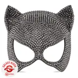 Widmann Widmann Katzen Strass Glitzer Party Maske - Grau Schwarz Widmann Widmann Katzen Strass Glitzer Party Maske - Grau Schwarz