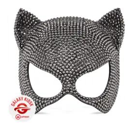 Widmann Widmann Katzen Strass Glitzer Party Maske - Grau Schwarz