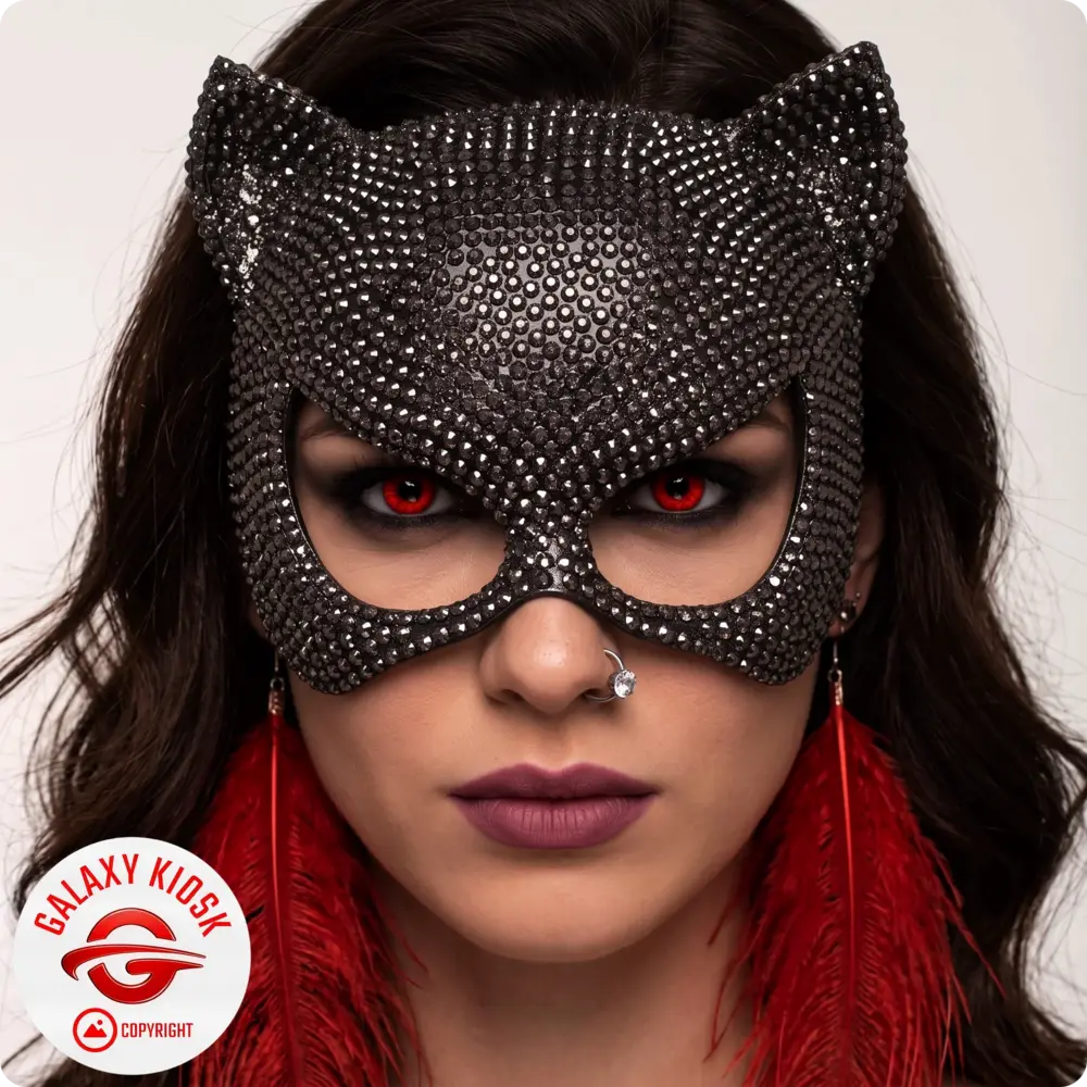 Widmann Widmann – Elegante Katzen Glitzer Strass Augenmaske – Funkelnde Halloween Party & Feier Halbmaske für Damen Widmann Widmann – Elegante Katzen Glitzer Strass Augenmaske – Funkelnde Halloween Party & Feier Halbmaske für Damen