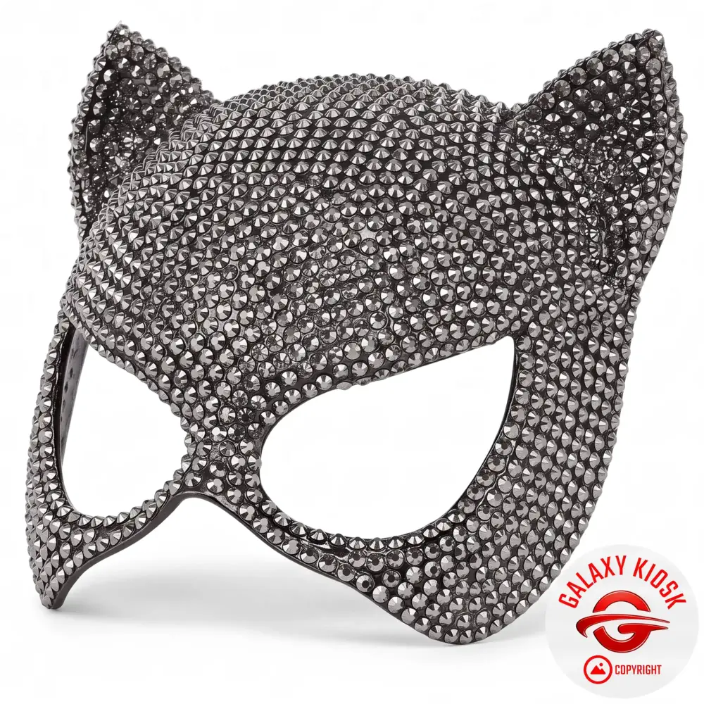 Widmann Widmann – Elegante Katzen Glitzer Strass Augenmaske – Funkelnde Halloween Party & Feier Halbmaske für Damen Widmann Widmann – Elegante Katzen Glitzer Strass Augenmaske – Funkelnde Halloween Party & Feier Halbmaske für Damen