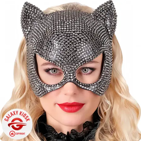 Widmann Widmann – Elegante Katzen Glitzer Strass Augenmaske – Funkelnde Halloween Party & Feier Halbmaske für Damen Widmann Widmann – Elegante Katzen Glitzer Strass Augenmaske – Funkelnde Halloween Party & Feier Halbmaske für Damen