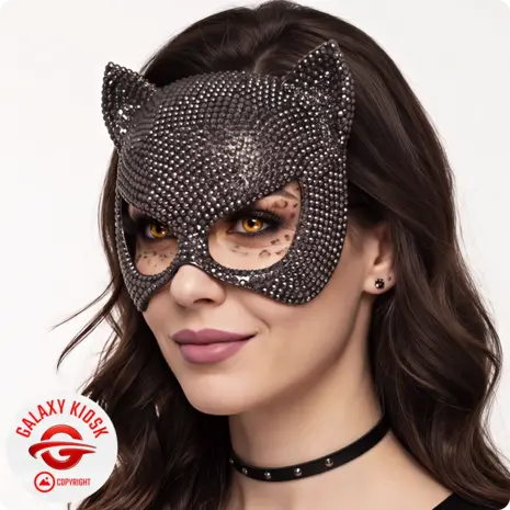 Widmann Widmann – Elegante Katzen Glitzer Strass Augenmaske – Funkelnde Halloween Party & Feier Halbmaske für Damen Widmann Widmann – Elegante Katzen Glitzer Strass Augenmaske – Funkelnde Halloween Party & Feier Halbmaske für Damen