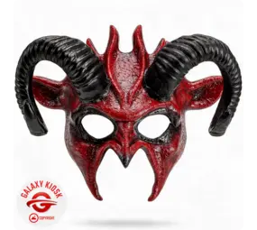 Widmann Teufel Halb-Maske mit Widder-Hörnern - Unisex