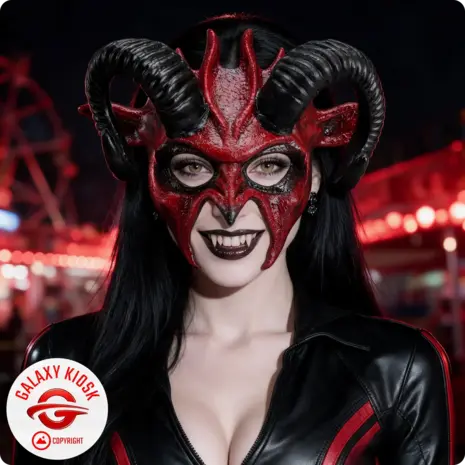 Widmann Teufel Halb-Maske mit Hörnern – Halloween Widder & Horror Satan Maske für Erwachsene - Unisex Widmann Teufel Halb-Maske mit Hörnern – Halloween Widder & Horror Satan Maske für Erwachsene - Unisex