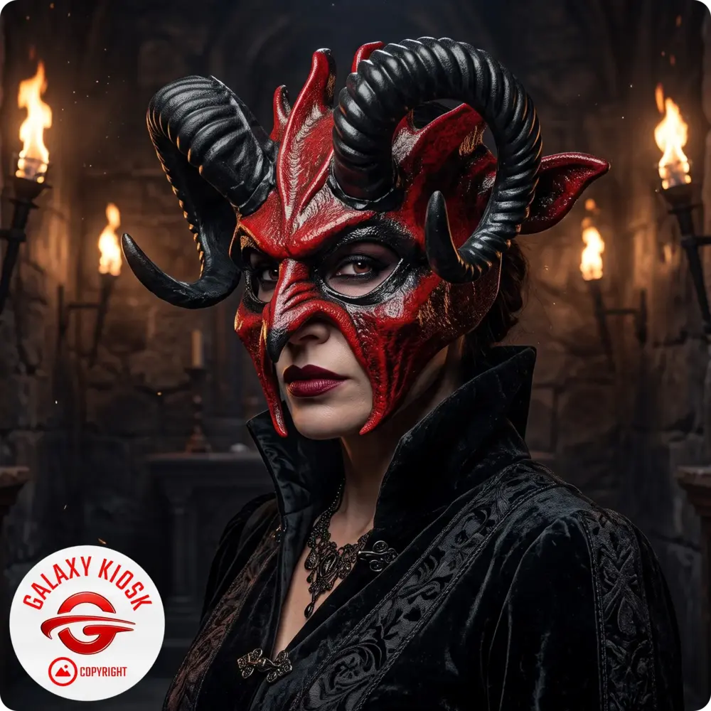 Widmann Teufel Halb-Maske mit Hörnern – Halloween Widder & Horror Satan Maske für Erwachsene - Unisex Widmann Teufel Halb-Maske mit Hörnern – Halloween Widder & Horror Satan Maske für Erwachsene - Unisex