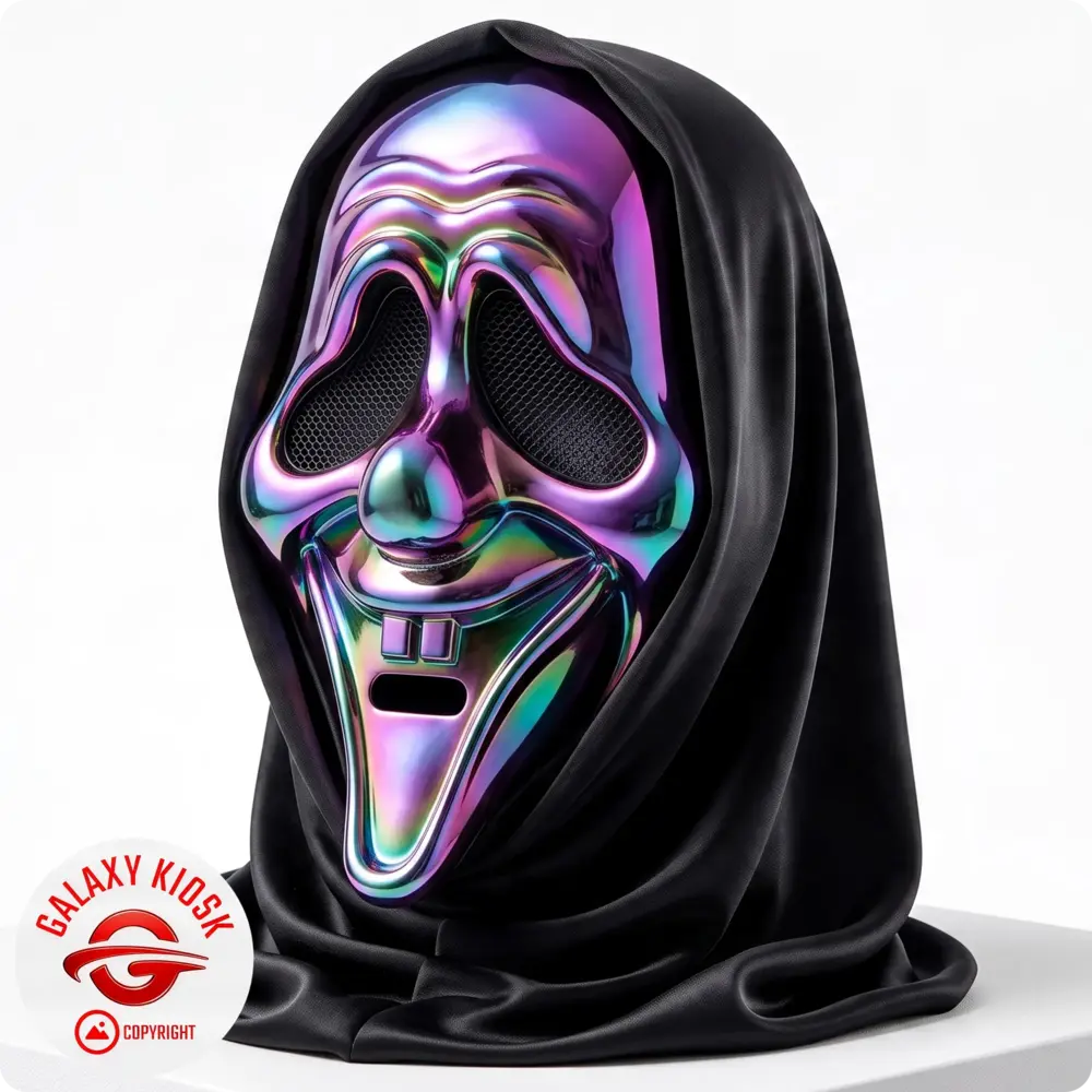 Fries Chrom Horror Maske mit Kapuze lachend – Scary Movie & Scream Halloween & Party Maske - Unisex Fries Chrom Horror Maske mit Kapuze lachend – Scary Movie & Scream Halloween & Party Maske - Unisex