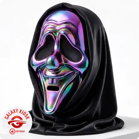Fries Chrom Horror Maske mit Kapuze lachend – Scary Movie & Scream Halloween & Party Maske - Unisex Fries Chrom Horror Maske mit Kapuze lachend – Scary Movie & Scream Halloween & Party Maske - Unisex