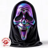 Fries Horror Chrom Scream Maske mit Kapuze & Haube - Unisex Fries Horror Chrom Scream Maske mit Kapuze & Haube - Unisex