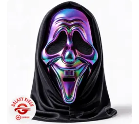 Fries Horror Chrom Scream Maske mit Kapuze & Haube - Unisex
