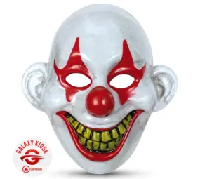 Fries Horror Clown Halb-Maske rot-weiß - Unisex