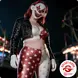 Fries Horror Clown Halbmaske rot-weiß – Halloween Party Maske - Unisex Fries Horror Clown Halbmaske rot-weiß – Halloween Party Maske - Unisex