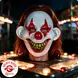 Fries Horror Clown Halbmaske rot-weiß – Halloween Party Maske - Unisex Fries Horror Clown Halbmaske rot-weiß – Halloween Party Maske - Unisex