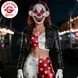 Fries Horror Clown Halbmaske rot-weiß – Halloween Party Maske - Unisex Fries Horror Clown Halbmaske rot-weiß – Halloween Party Maske - Unisex