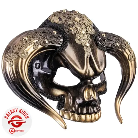 Chaks Minotaurus Totenkopf Gold Schwarz Halb-Maske – Elegante Party & Halloween Maske - Unisex Chaks Minotaurus Totenkopf Gold Schwarz Halb-Maske – Elegante Party & Halloween Maske - Unisex