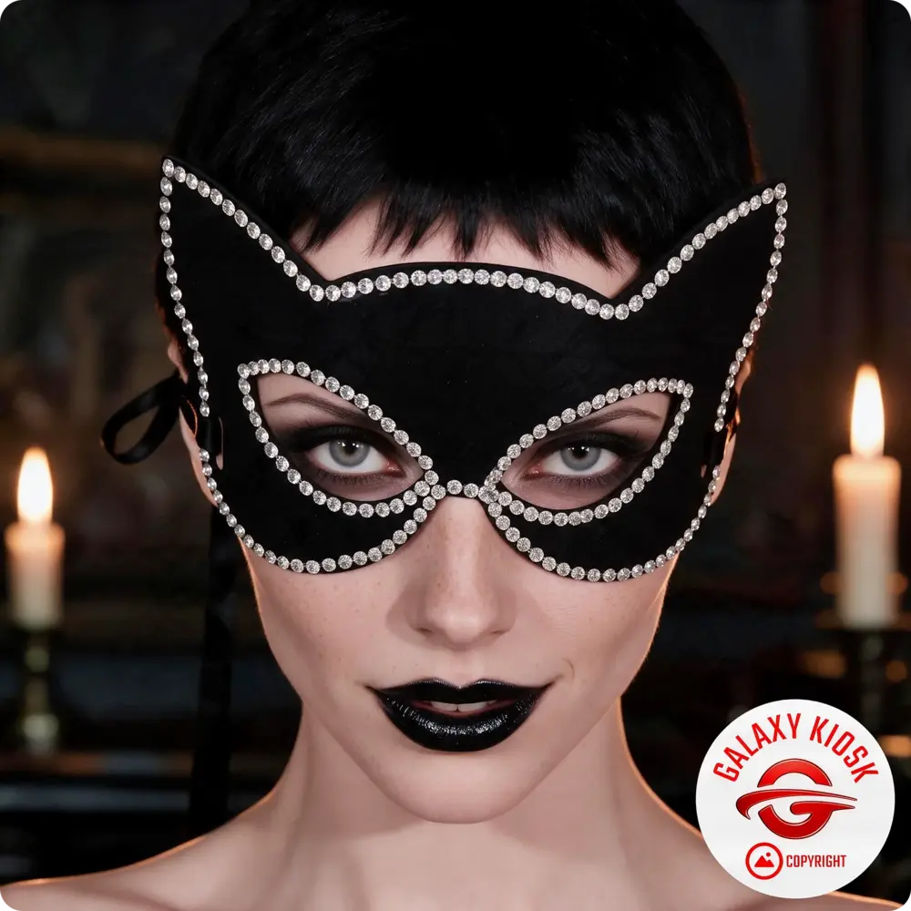 Fries Elegante Glitzer Domino Katzen Lady Augenmaske – Party & Cosplay Katzen Maske für Damen Fries Elegante Glitzer Domino Katzen Lady Augenmaske – Party & Cosplay Katzen Maske für Damen