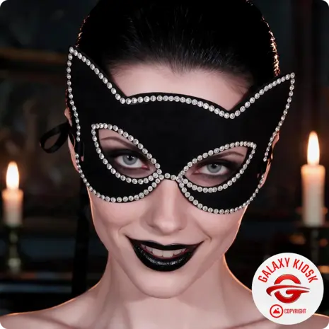 Fries Elegante Glitzer Domino Katzen Lady Augenmaske – Party & Cosplay Katzen Maske für Damen Fries Elegante Glitzer Domino Katzen Lady Augenmaske – Party & Cosplay Katzen Maske für Damen