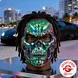 Fries Chrom Horror Totenkopf Gangster Maske mit Rainbow Schimmer – Skelett Halloween & Musikvideo Maske - Unisex