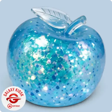 Sun-Vi Apfel Squishy Glitzer Maltose Blau Türkis - 6,5 cm - Anti-Stress Ball & ASMR Spielzeug