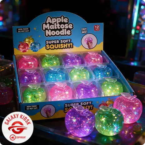 Sun-Vi Apfel Squishy Glitzer Maltose Grün - 6,5 cm - Anti-Stress Ball & ASMR Spielzeug