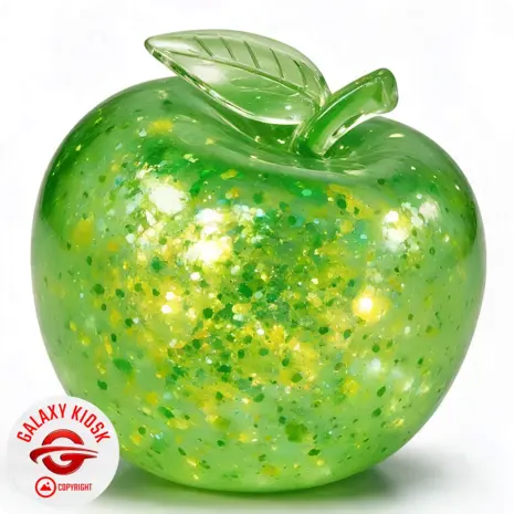 Sun-Vi Apfel Squishy Glitzer Maltose Grün - 6,5 cm - Anti-Stress Ball & ASMR Spielzeug