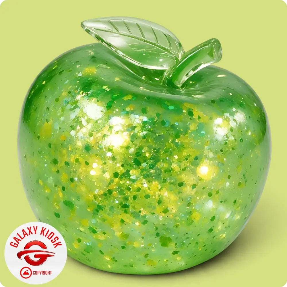 Sun-Vi Apfel Squishy Glitzer Maltose Grün - 6,5 cm - Anti-Stress Ball & ASMR Spielzeug