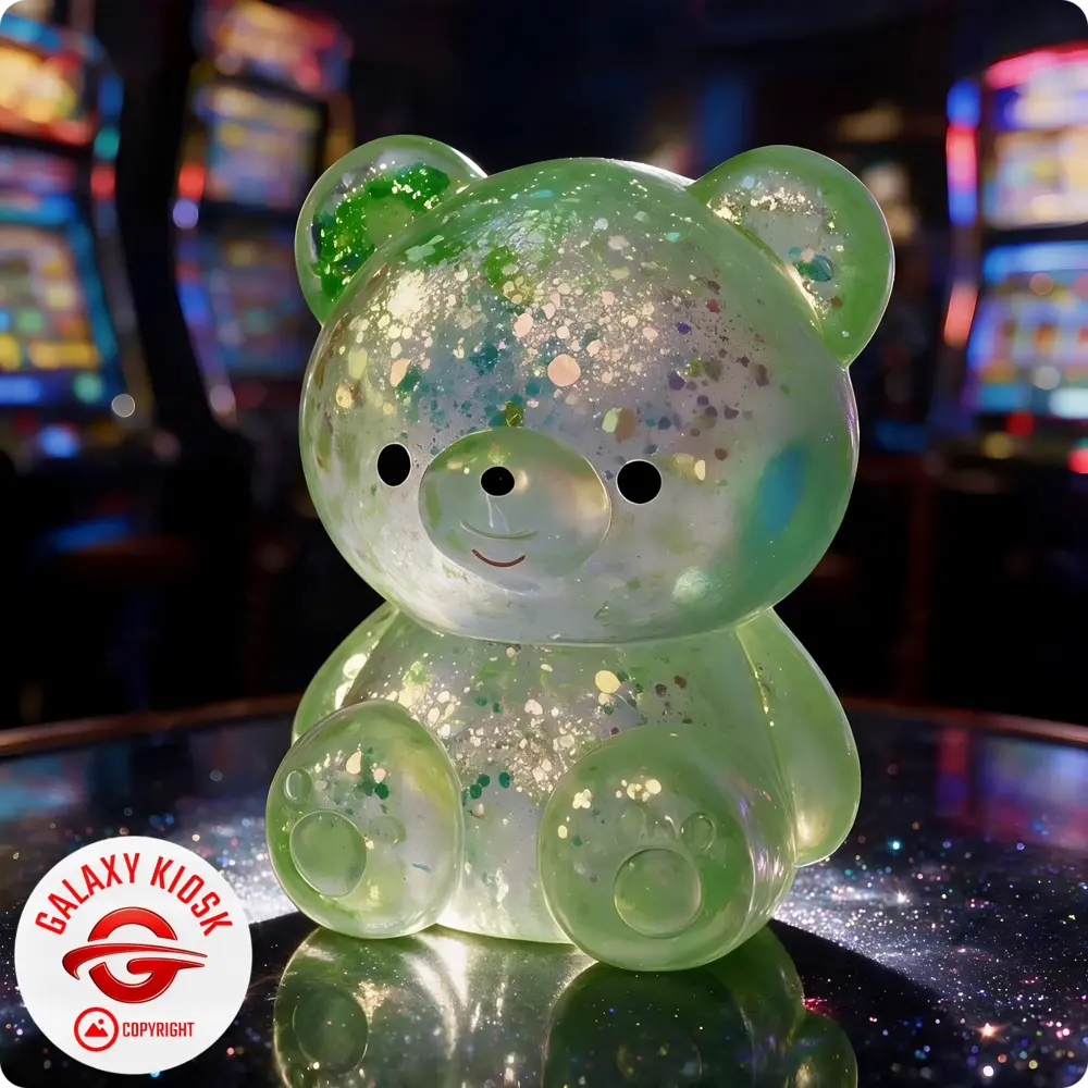 Fun Trading Teddy Bär Squishy Glitzer Maltose Grün - 7 cm - Anti-Stress Maltose Bärchen Squishy & ASMR Spielzeug