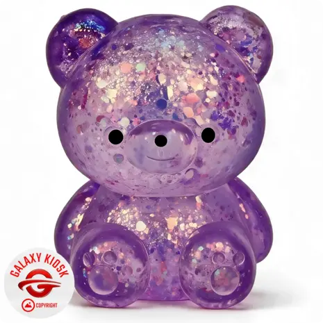 Fun Trading Teddy Bär Squishy Glitzer Maltose Lila - 7 cm - Anti-Stress Maltose Bärchen Squishy & ASMR Spielzeug