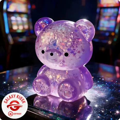 Fun Trading Teddy Bär Squishy Glitzer Maltose Lila - 7 cm - Anti-Stress Maltose Bärchen Squishy & ASMR Spielzeug
