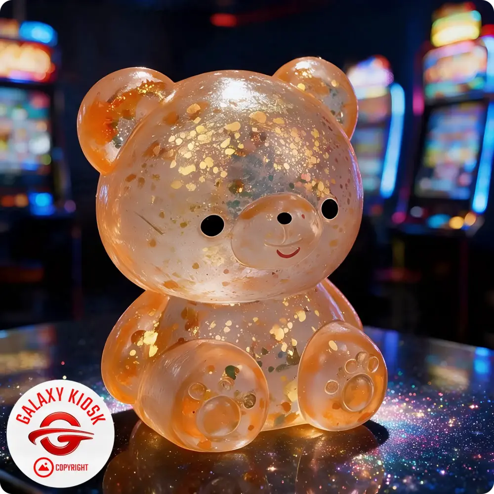 Fun Trading Teddy Bär Squishy Glitzer Maltose Orange - 7 cm - Anti-Stress Maltose Bärchen Squishy & ASMR Spielzeug
