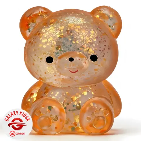 Fun Trading Teddy Bär Squishy Glitzer Maltose Orange - 7 cm - Anti-Stress Maltose Bärchen Squishy & ASMR Spielzeug