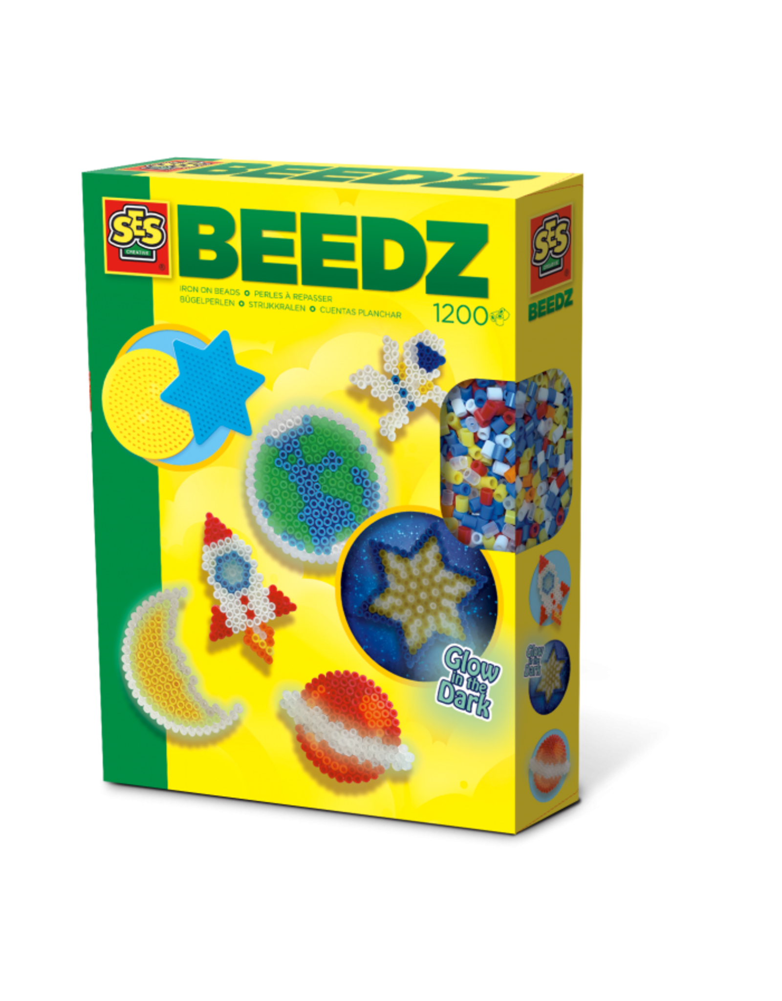 SES Creative Beedz - Bügelperlenset Glow in the Dark Universum