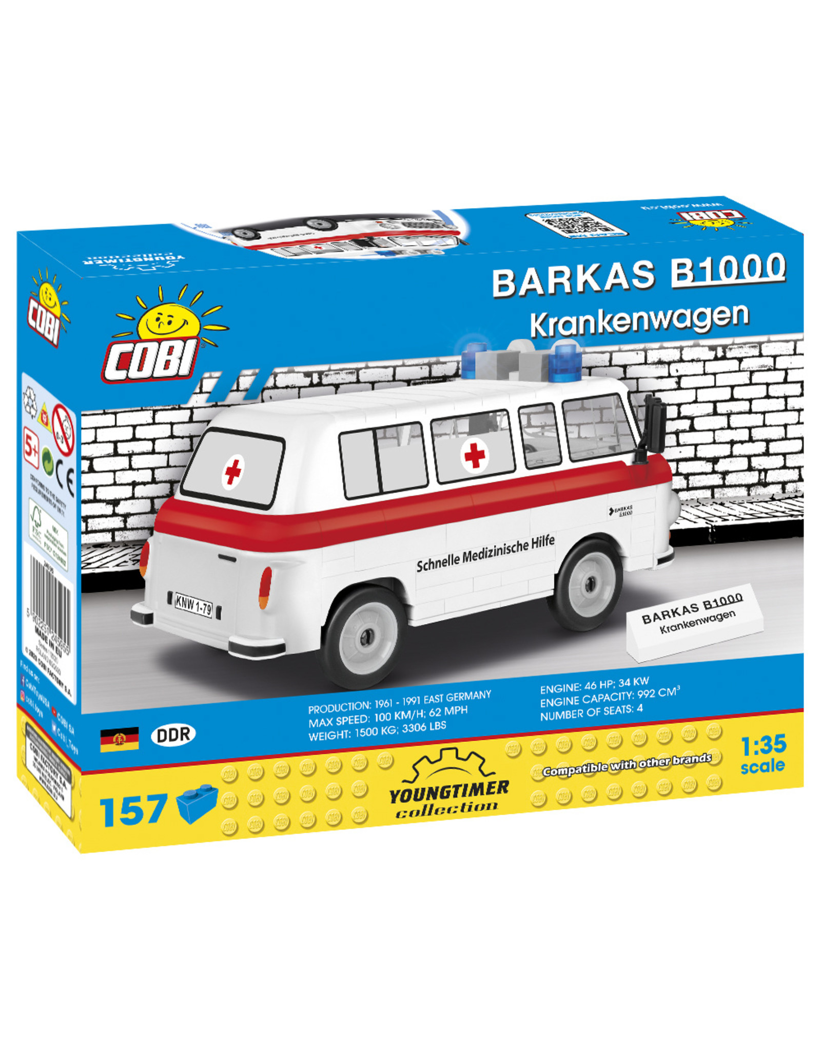 COBI 24595-1/35 Barkas b1000 Ambulance-NEUF 