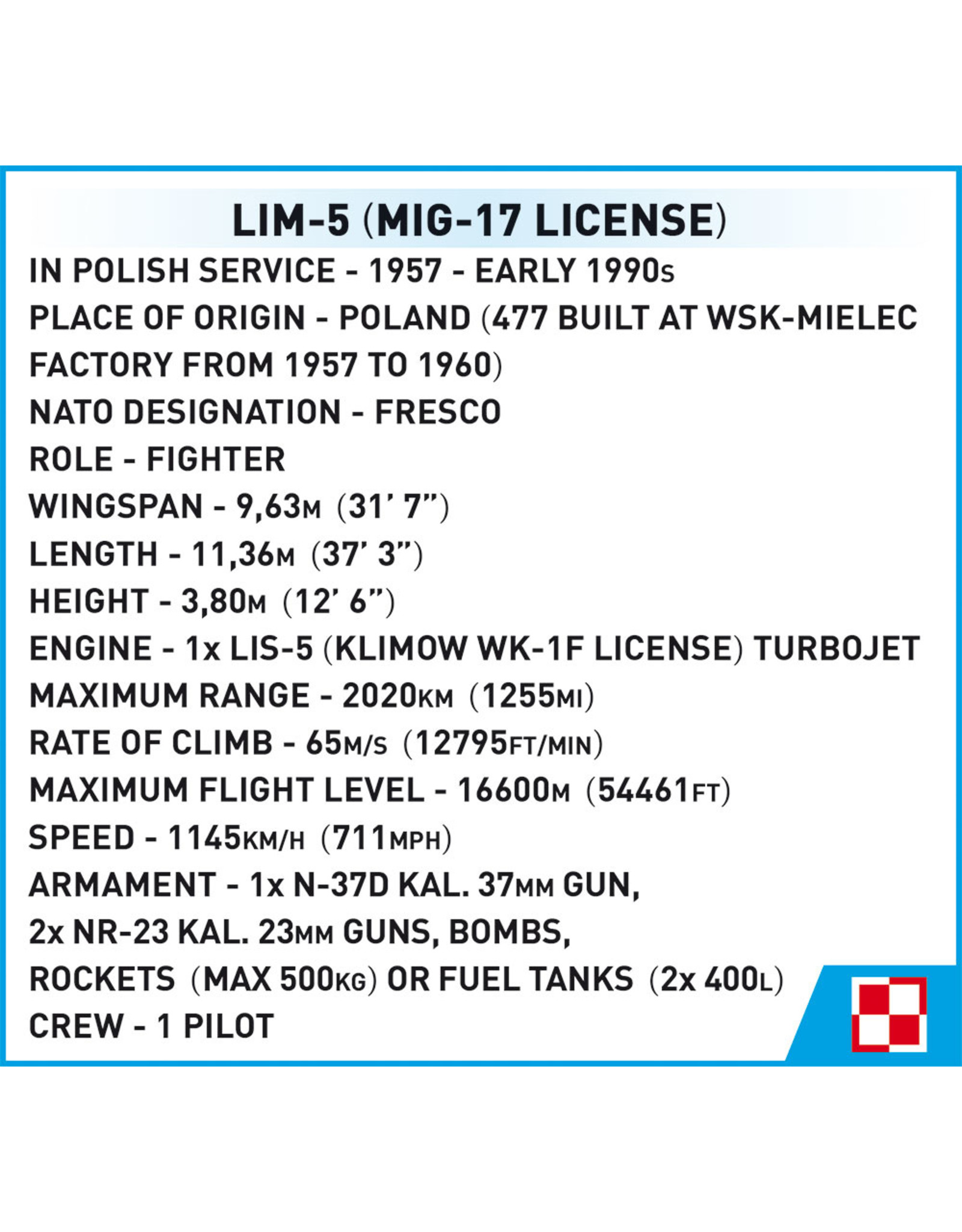 COBI COBI  5824 LIM-5 Polish Air Force 1959