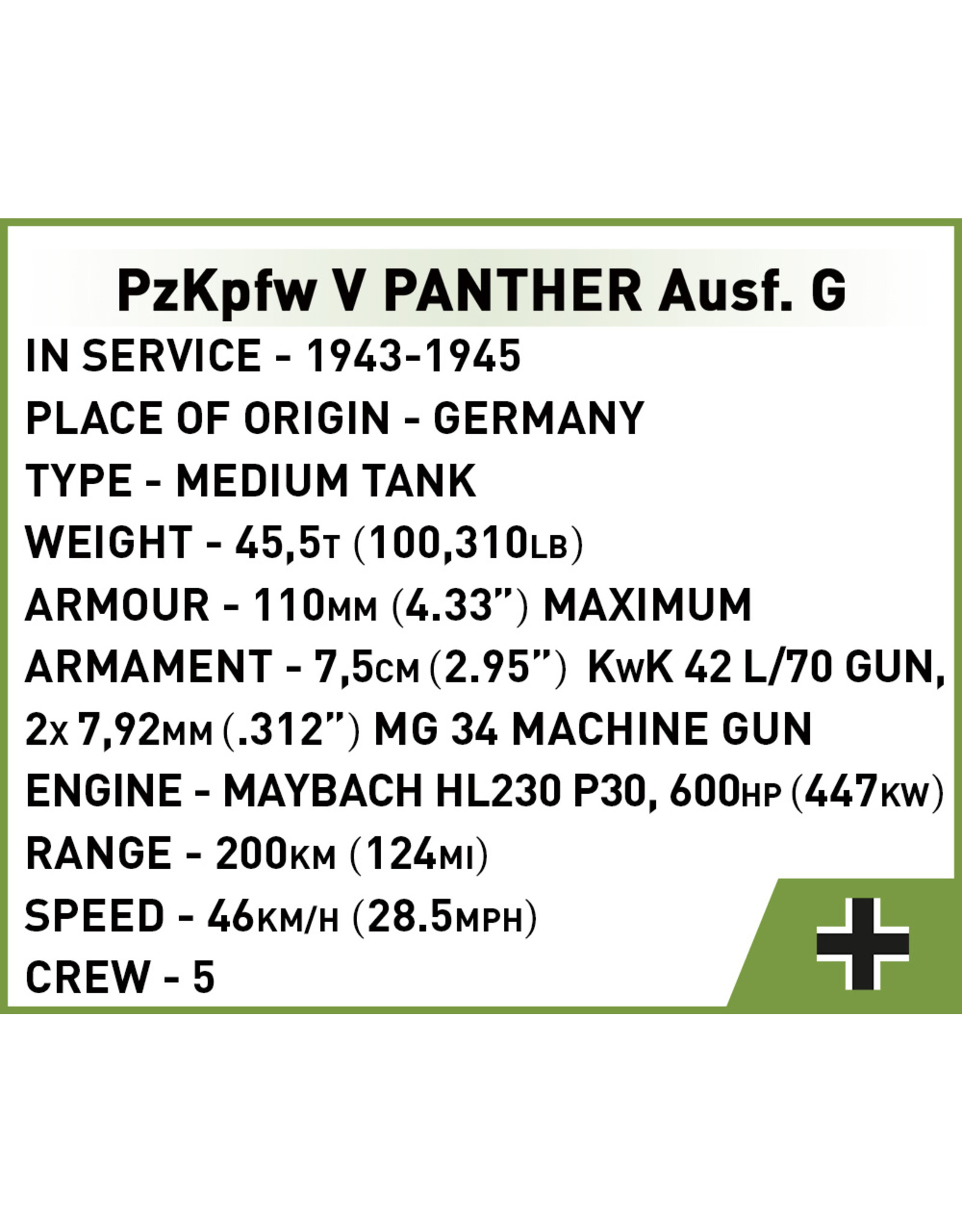 COBI Cobi WW2 2713 - Panzer V Panther