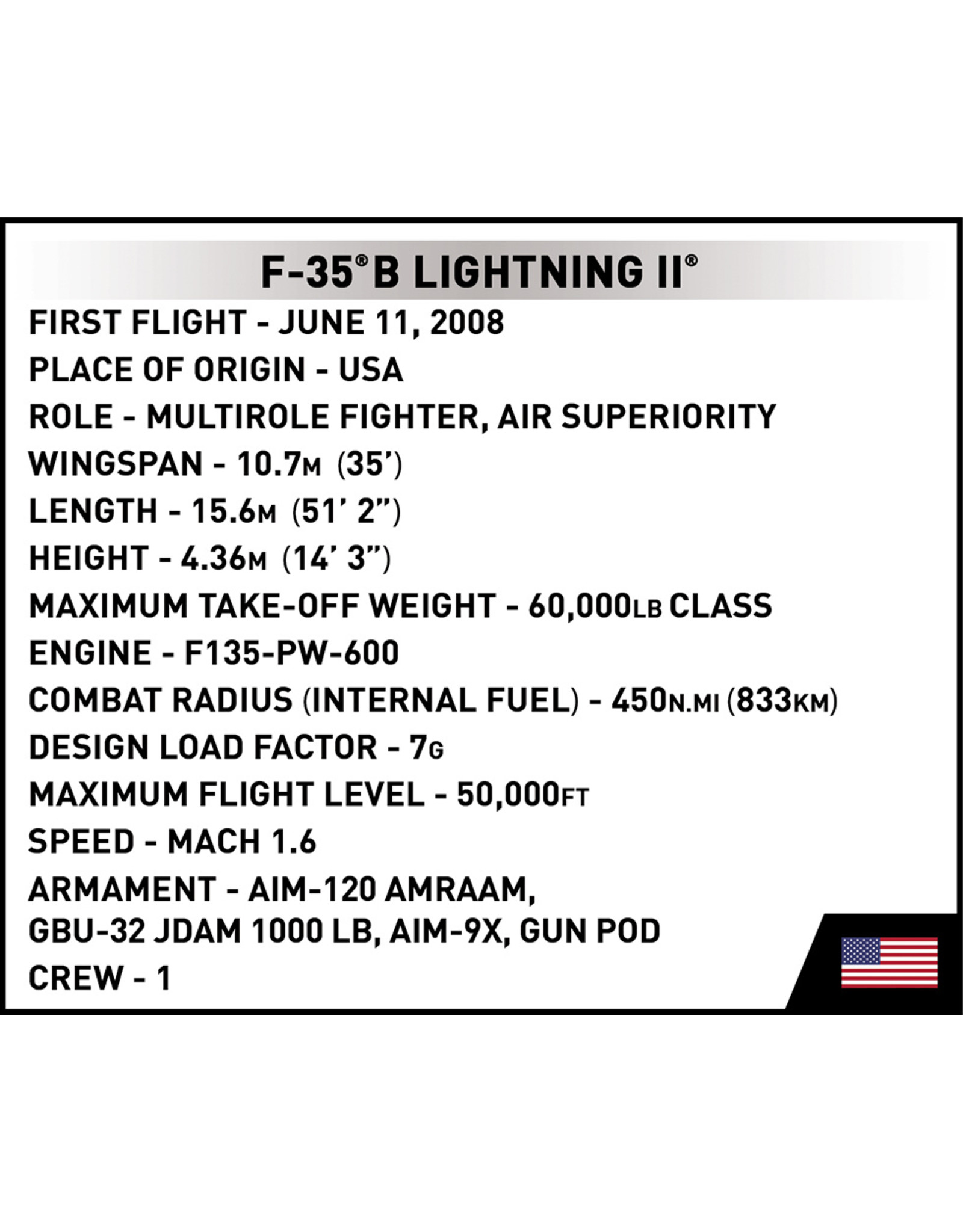 COBI COBI  5829 F-35B Lightning II USAF