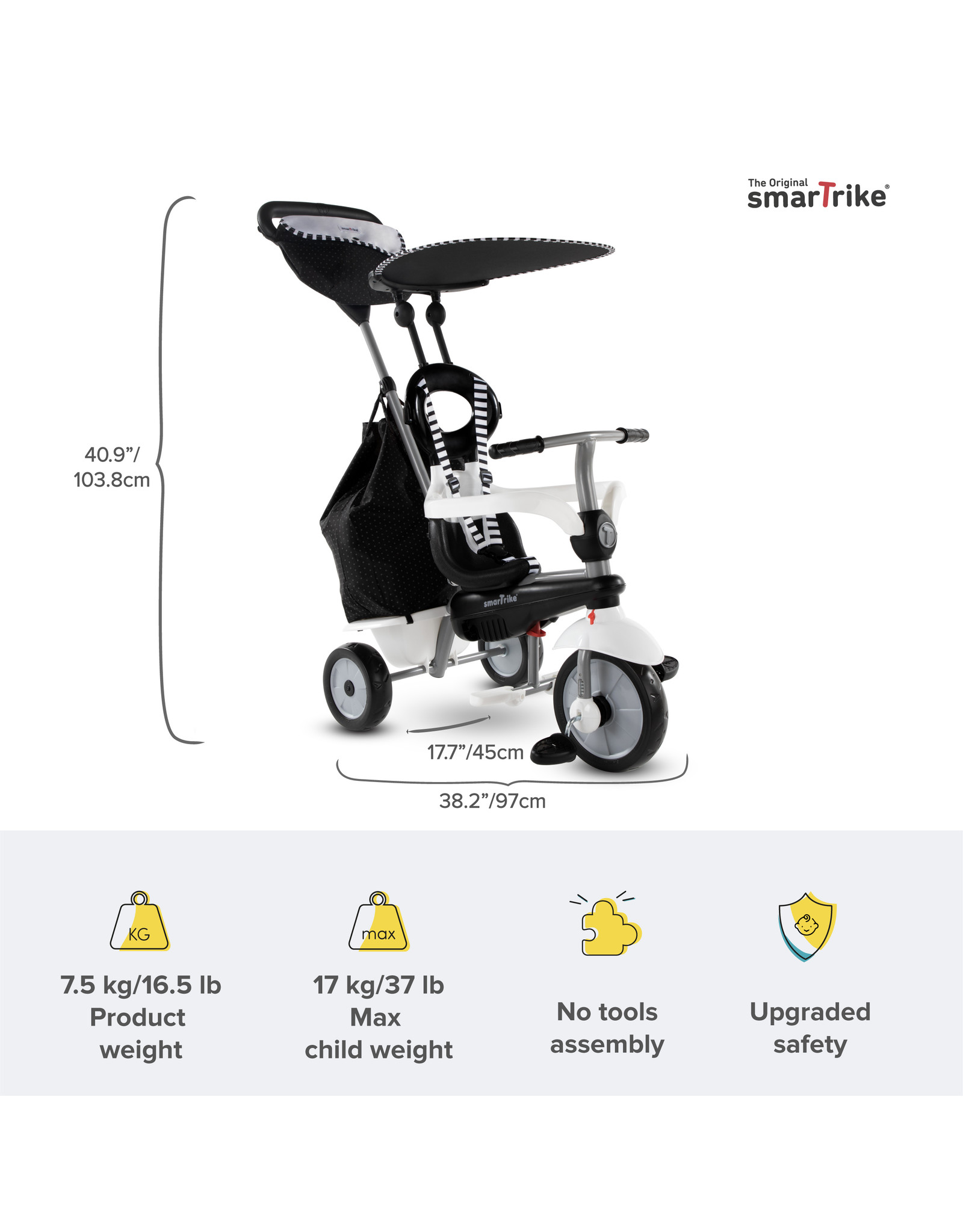 SmarTrike SmarTrike Vanilla Plus - zwart-wit