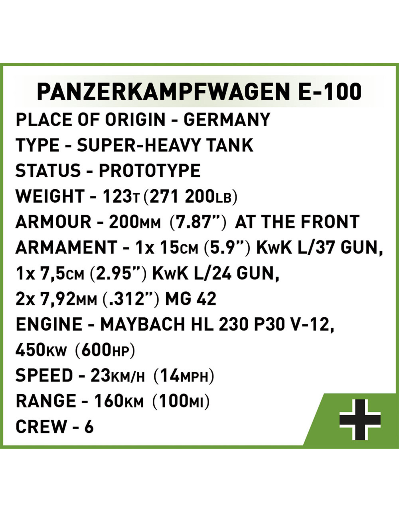 COBI COBI  2572 Panzerkampfpanzer E-100