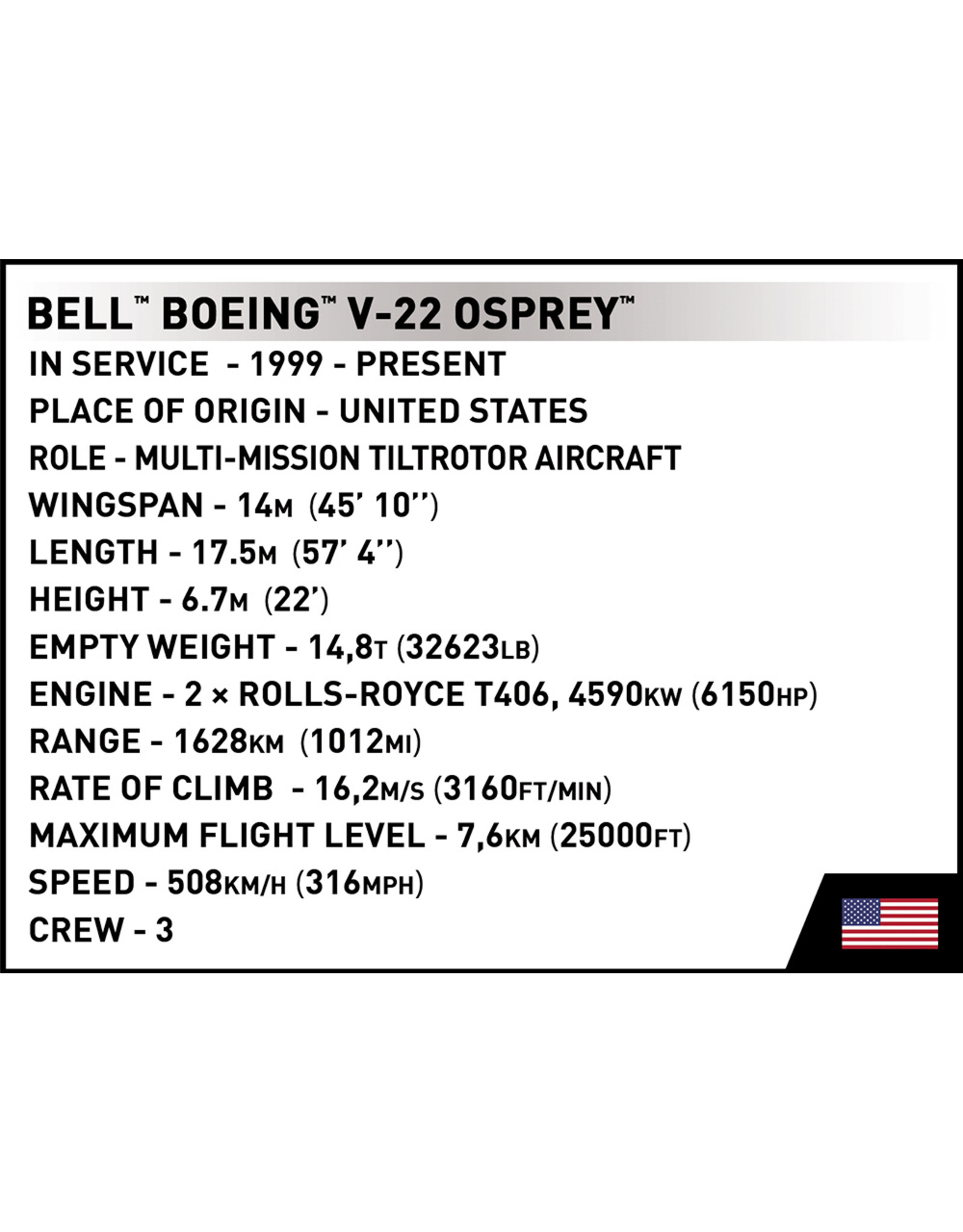 COBI COBI 5836 BELL Boeing V-22 Osprey