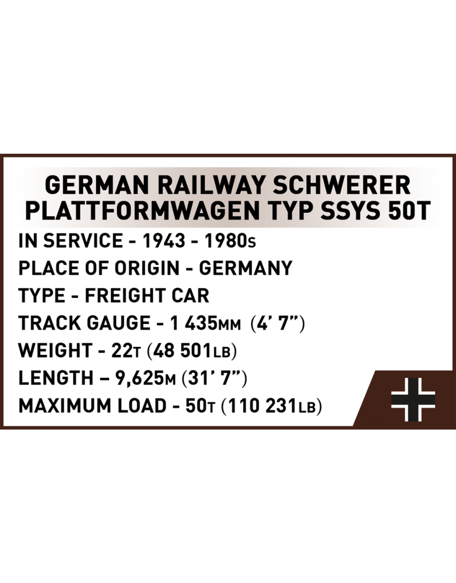 COBI COBI 6284 German Railway Plattformwagen Typ SSY