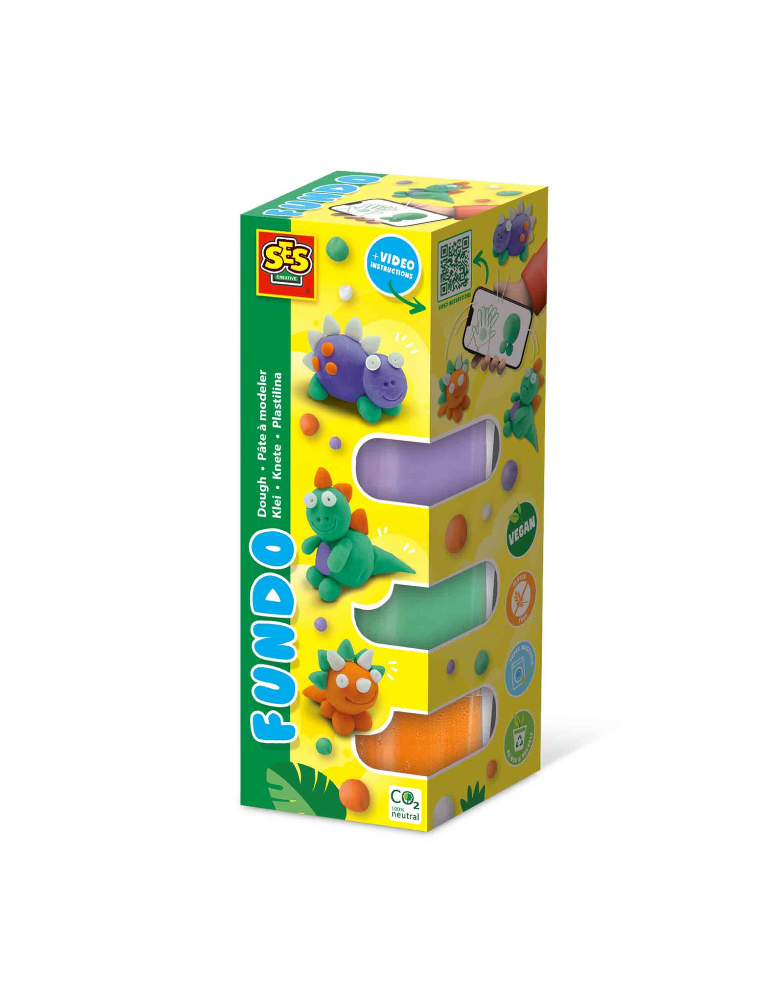 SES Creative SES FunDo dough - Dinos (3x90gr-1x40gr)