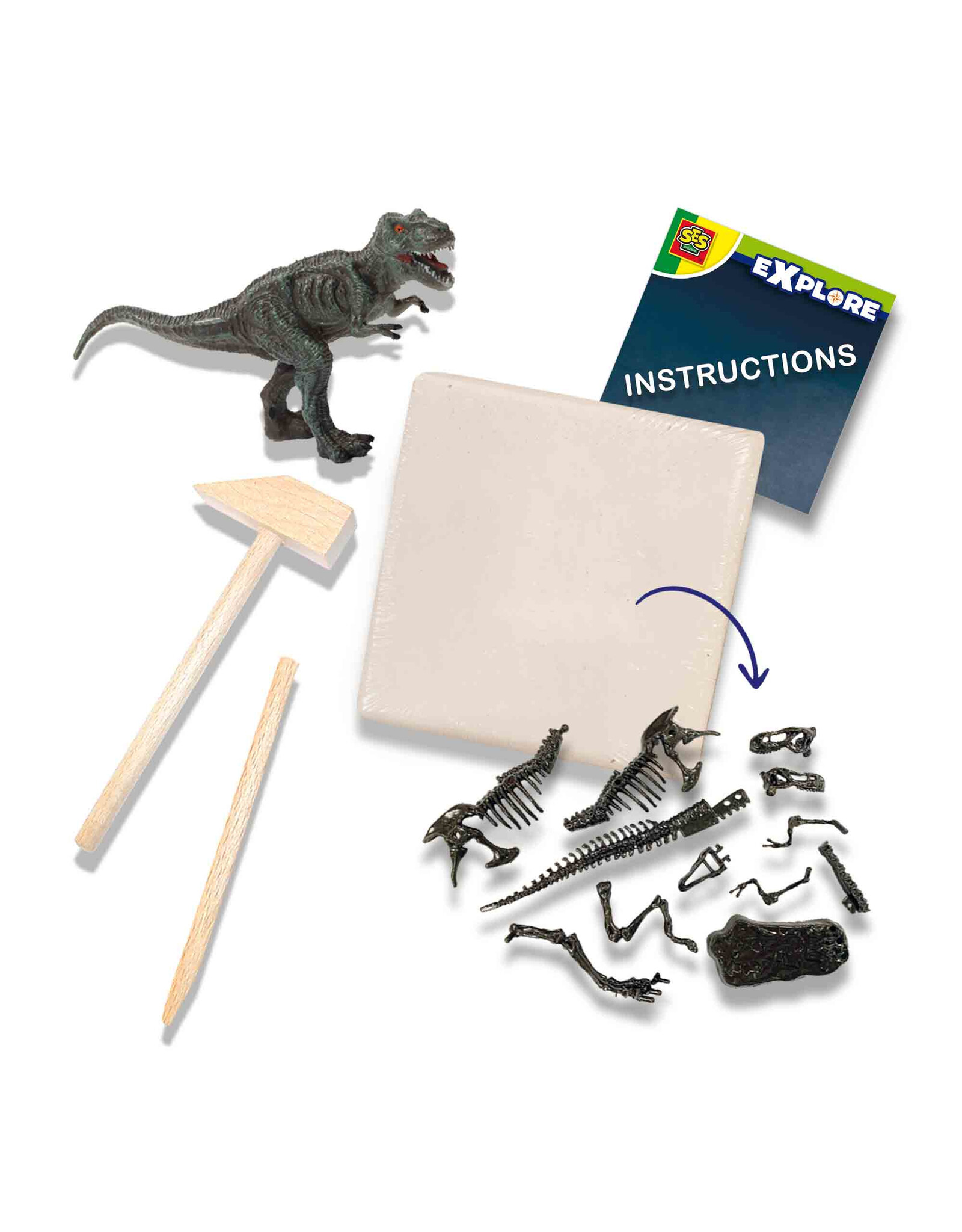 SES Creative SES - Explore - Dino und Skelett ausgraben 2 in 1 - T-rex