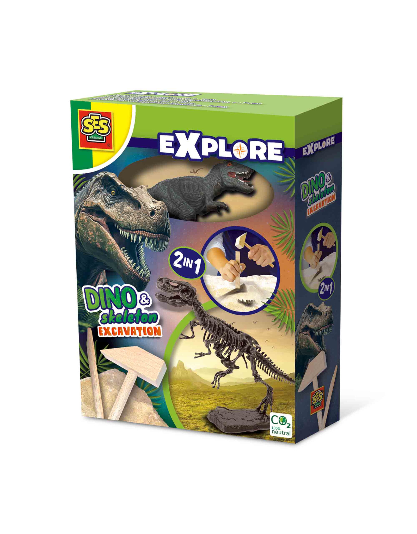 SES Creative SES - Explore - Dino en skelet opgraven 2 in 1 - T-rex