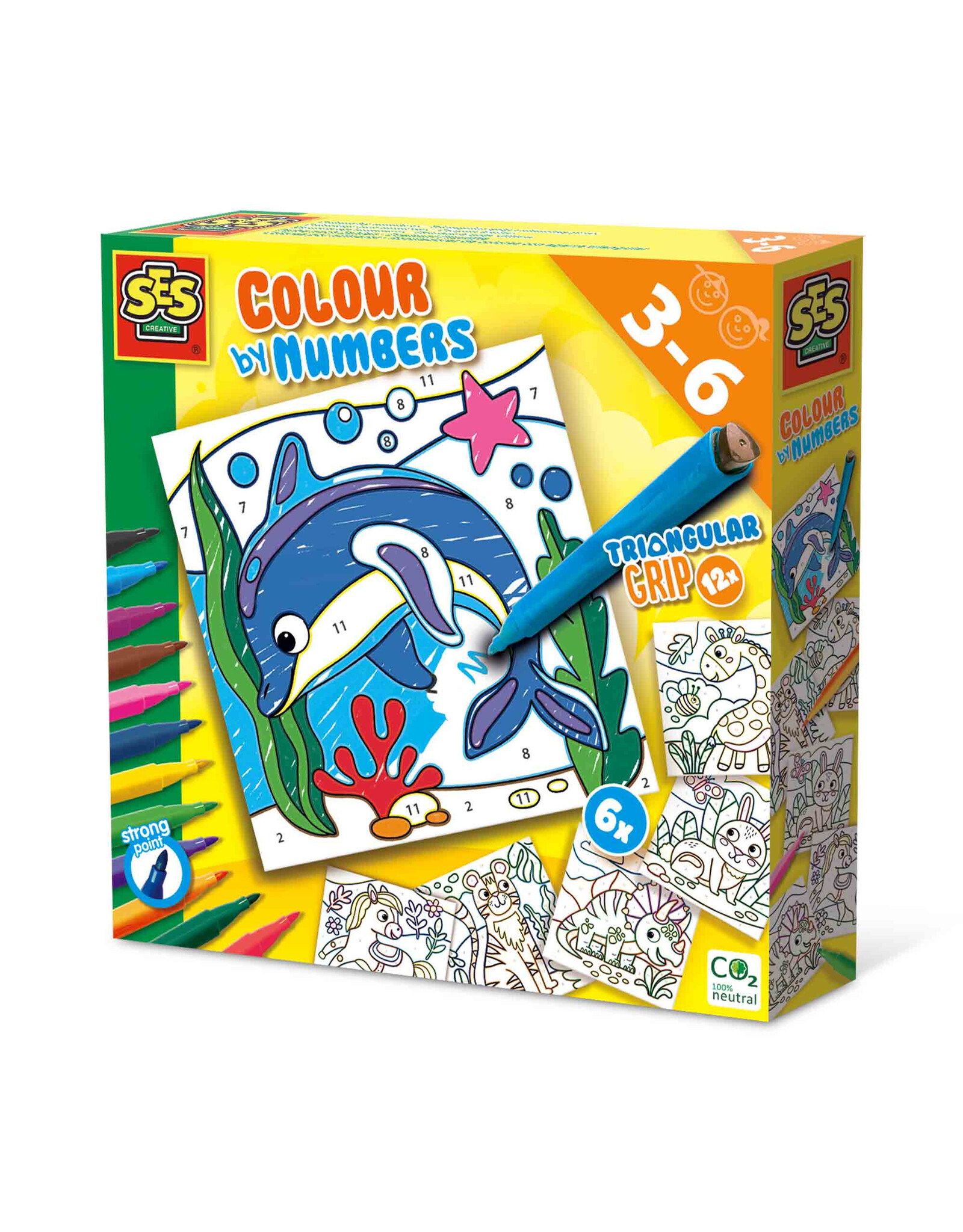 SES Creative SES Colour by numbers - Triangular grip colouring pens