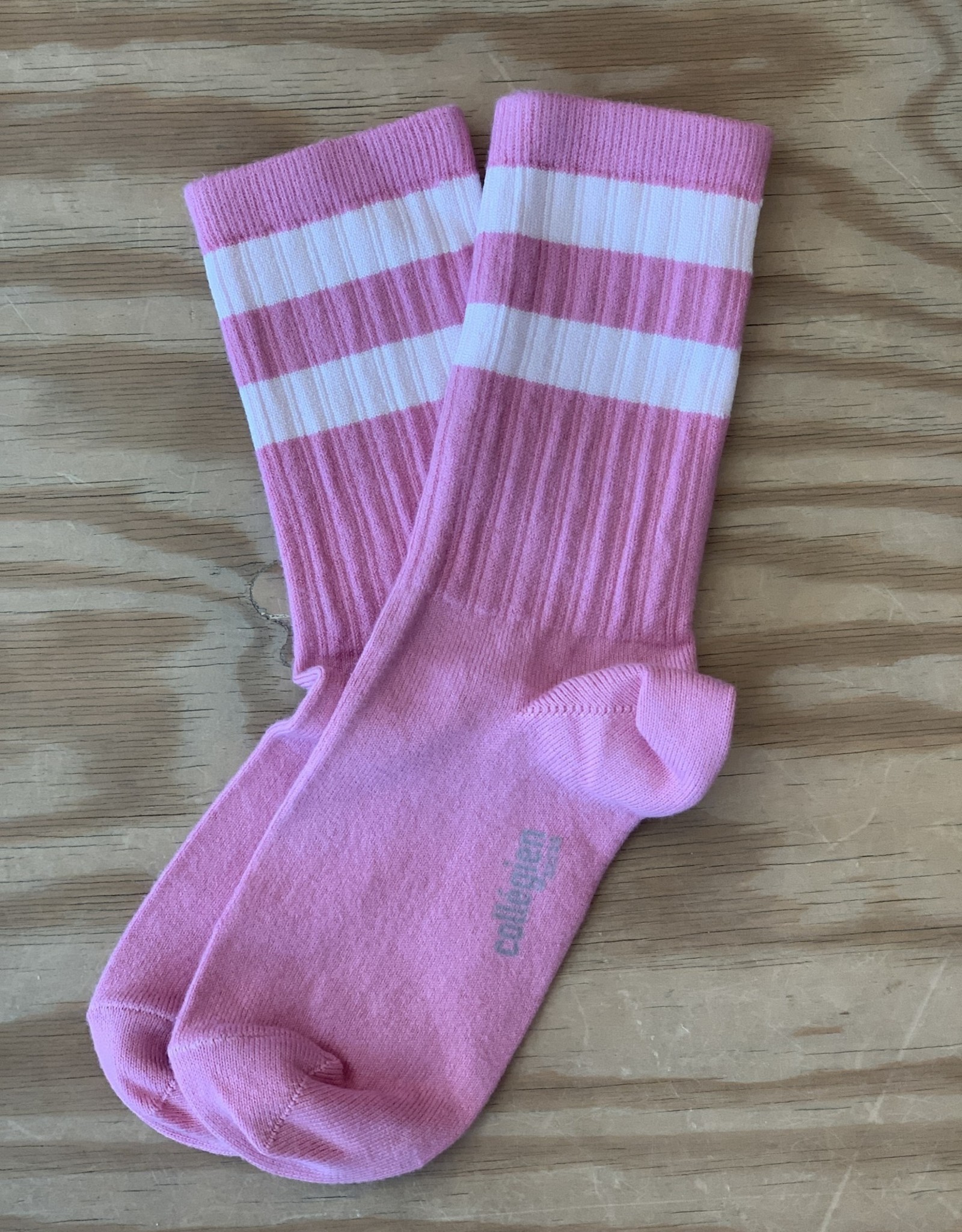 COLLÉGIEN COLLEGIEN NICO CHAUSSETTES RAYURES SPORT ROSE BONBON