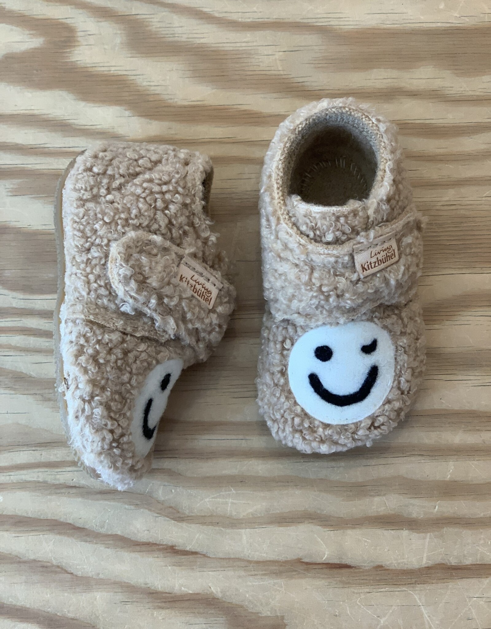 Living Kitzbühel Scarponcini Bambino Smiley In Lana | Primi Passi Con Chiusura Velcro