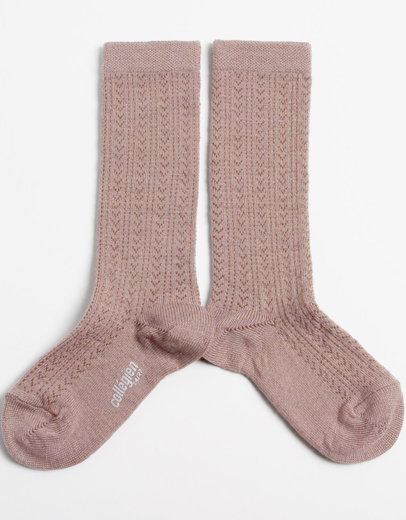 COLLÉGIEN COLLÉGIEN ADĖLE CHAUSSETTES HAUTES LAINE MERINOS VIEUX ROSE