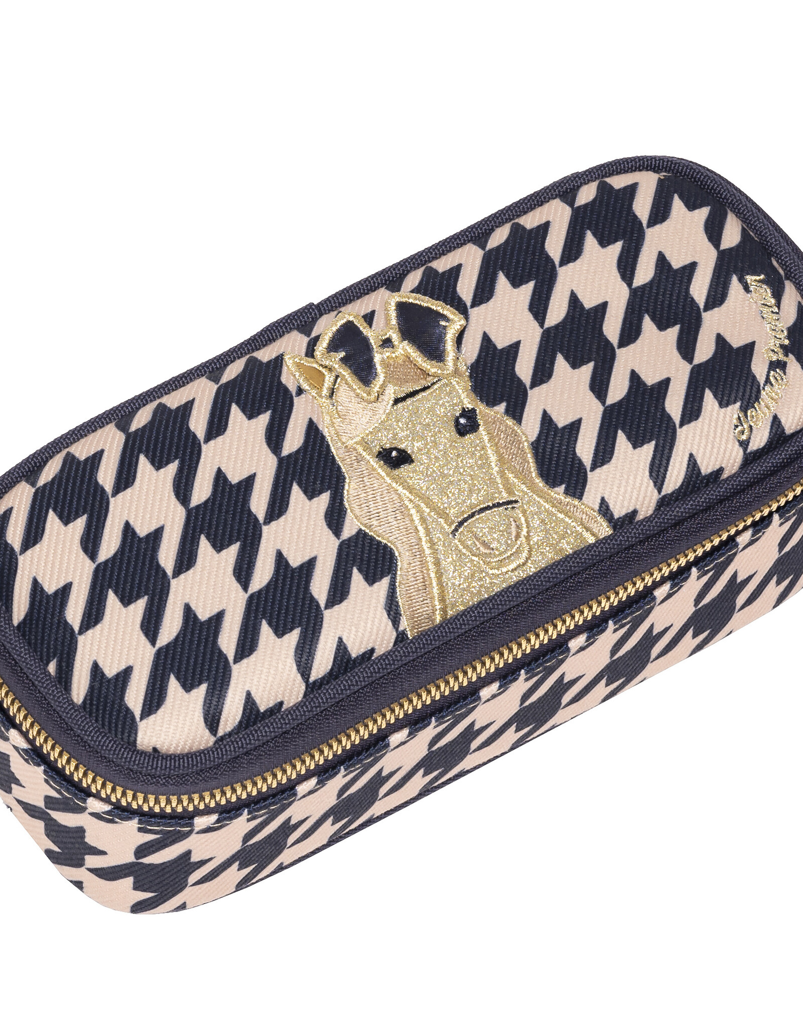 JEUNE PREMIER JEUNE PREMIER PENCIL BOX HOUNDSTOOTH HORSE