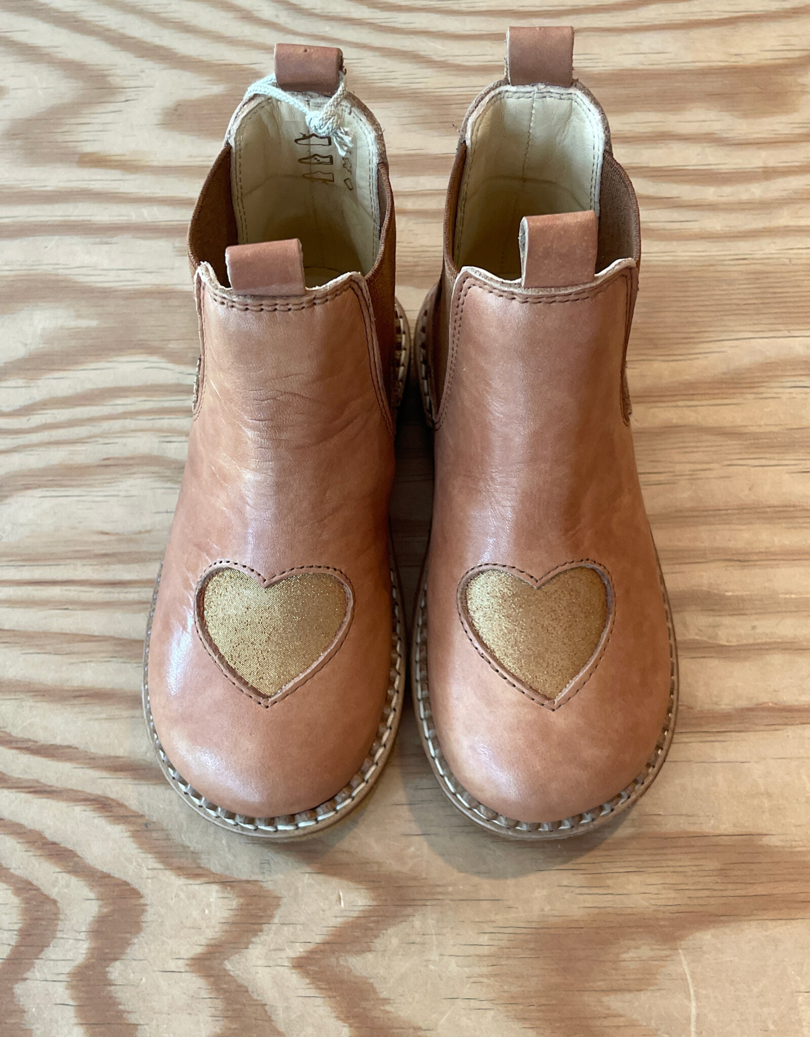 ANGULUS ANGULUS CHELSEA BOOTS HEART TAN GLITTER