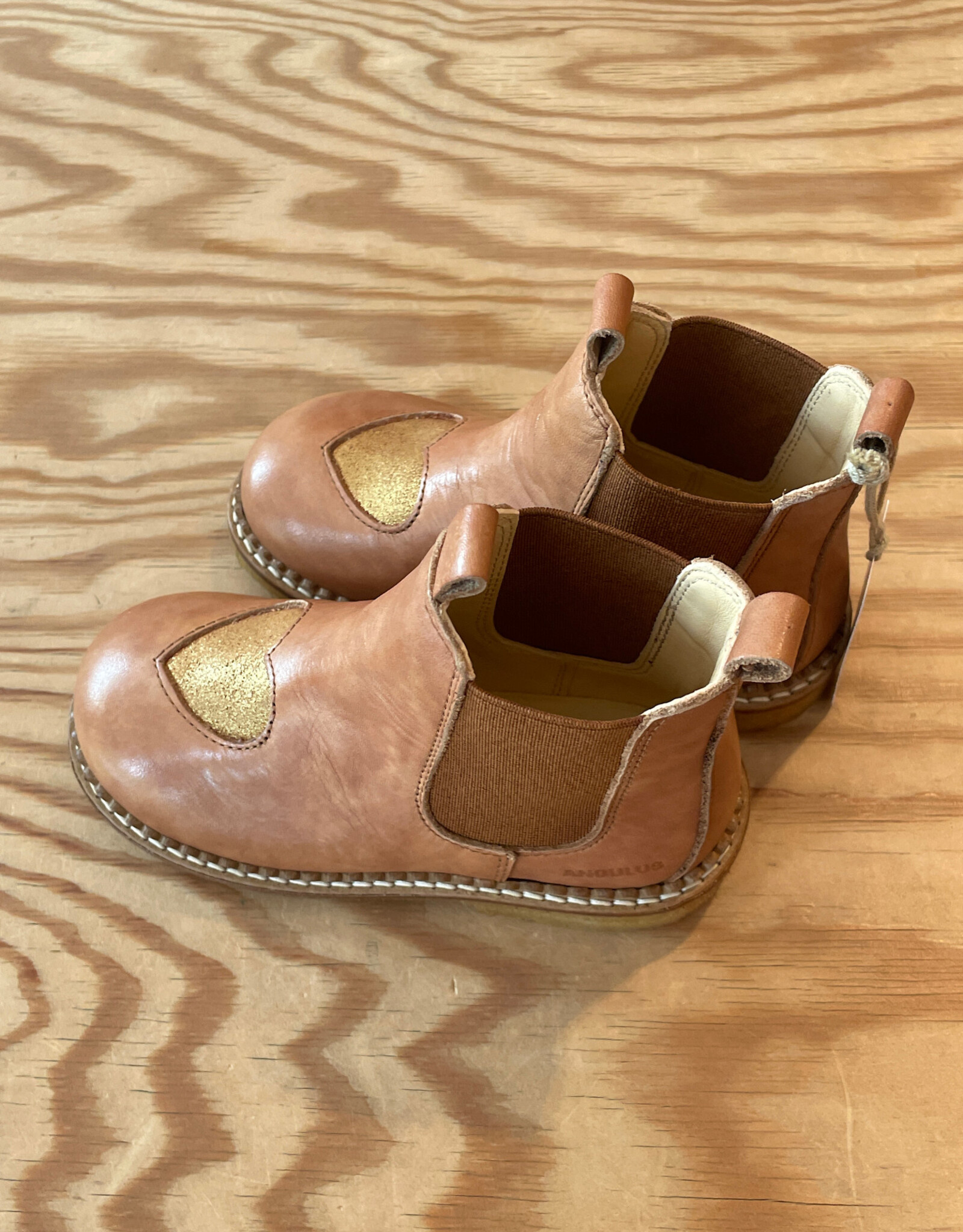 ANGULUS ANGULUS CHELSEA BOOTS HEART TAN GLITTER